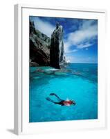 Snorkeler, Isla Tortuga, Galapagos Islands, Ecuador-Jack Stein Grove-Framed Photographic Print