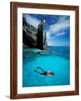 Snorkeler, Isla Tortuga, Galapagos Islands, Ecuador-Jack Stein Grove-Framed Photographic Print