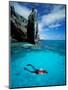 Snorkeler, Isla Tortuga, Galapagos Islands, Ecuador-Jack Stein Grove-Mounted Photographic Print