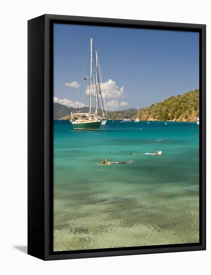 Snorkelers in Idyllic Cove, Norman Island, Bvi-Trish Drury-Framed Stretched Canvas