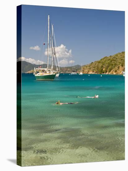 Snorkelers in Idyllic Cove, Norman Island, Bvi-Trish Drury-Stretched Canvas