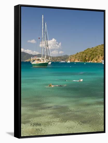 Snorkelers in Idyllic Cove, Norman Island, Bvi-Trish Drury-Framed Stretched Canvas