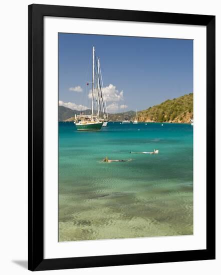 Snorkelers in Idyllic Cove, Norman Island, Bvi-Trish Drury-Framed Photographic Print