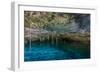 Snorkeling Cenote Cavern at Tulum. Cancun. Traveling through Mexico.-diegocardini-Framed Photographic Print