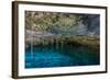 Snorkeling Cenote Cavern at Tulum. Cancun. Traveling through Mexico.-diegocardini-Framed Photographic Print
