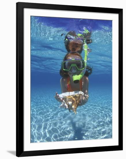 Snorkeling in the Blue Waters of the Bahamas-Greg Johnston-Framed Photographic Print