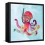 Snorkeling Octopus on Watercolor-Lanie Loreth-Framed Stretched Canvas