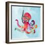 Snorkeling Octopus on Watercolor-Lanie Loreth-Framed Art Print