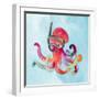 Snorkeling Octopus on Watercolor-Lanie Loreth-Framed Art Print