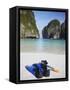 Snorkelling Equipment on Beach, Ao Maya, Ko Phi Phi Leh, Thailand-Ian Trower-Framed Stretched Canvas