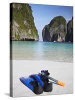 Snorkelling Equipment on Beach, Ao Maya, Ko Phi Phi Leh, Thailand-Ian Trower-Stretched Canvas