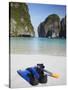 Snorkelling Equipment on Beach, Ao Maya, Ko Phi Phi Leh, Thailand-Ian Trower-Stretched Canvas