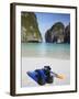 Snorkelling Equipment on Beach, Ao Maya, Ko Phi Phi Leh, Thailand-Ian Trower-Framed Photographic Print