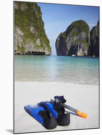 Snorkelling Equipment on Beach, Ao Maya, Ko Phi Phi Leh, Thailand-Ian Trower-Mounted Photographic Print