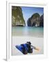 Snorkelling Equipment on Beach, Ao Maya, Ko Phi Phi Leh, Thailand-Ian Trower-Framed Photographic Print