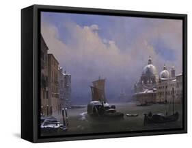 Snow and Fog in Venice (Grand Canal and Church of the Salute)-Ippolito Caffi-Framed Stretched Canvas