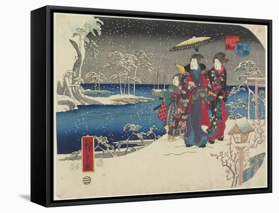 Snow at Akashi, January 1854-Utagawa Hiroshige-Framed Stretched Canvas