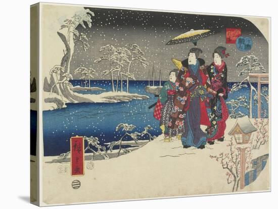 Snow at Akashi, January 1854-Utagawa Hiroshige-Stretched Canvas