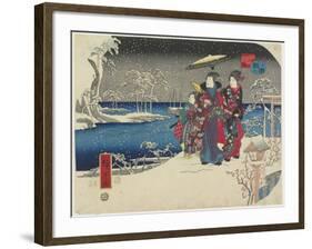 Snow at Akashi, January 1854-Utagawa Hiroshige-Framed Giclee Print