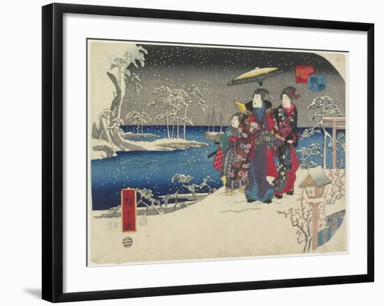 Snow at Akashi, January 1854-Utagawa Hiroshige-Framed Giclee Print