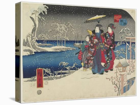 Snow at Akashi, January 1854-Utagawa Hiroshige-Stretched Canvas