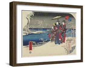 Snow at Akashi, January 1854-Utagawa Hiroshige-Framed Giclee Print