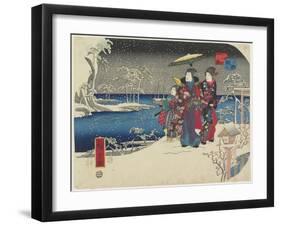 Snow at Akashi, January 1854-Utagawa Hiroshige-Framed Giclee Print