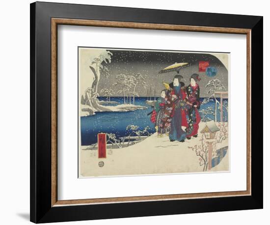 Snow at Akashi, January 1854-Utagawa Hiroshige-Framed Giclee Print