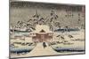 Snow at Benzaiten Shrine in the Pond of Inokashira, 1843-1847-Utagawa Hiroshige-Mounted Giclee Print