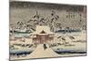 Snow at Benzaiten Shrine in the Pond of Inokashira, 1843-1847-Utagawa Hiroshige-Mounted Giclee Print