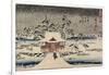 Snow at Benzaiten Shrine in the Pond of Inokashira, 1843-1847-Utagawa Hiroshige-Framed Giclee Print