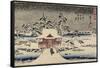 Snow at Benzaiten Shrine in the Pond of Inokashira, 1843-1847-Utagawa Hiroshige-Framed Stretched Canvas