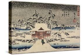 Snow at Benzaiten Shrine in the Pond of Inokashira, 1843-1847-Utagawa Hiroshige-Stretched Canvas