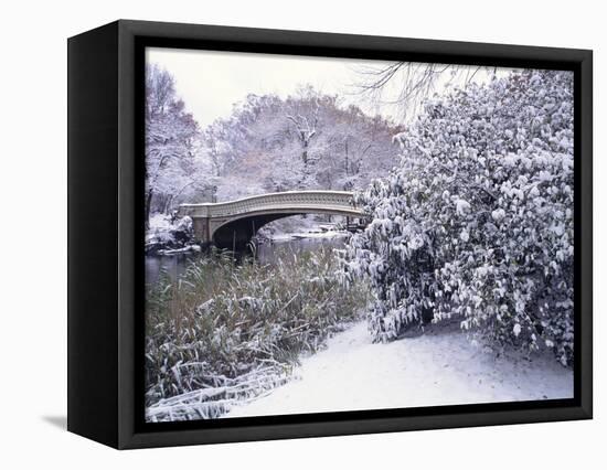 Snow at Bow Bridge in Central Park-Alan Schein-Framed Stretched Canvas