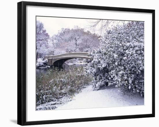 Snow at Bow Bridge in Central Park-Alan Schein-Framed Photographic Print