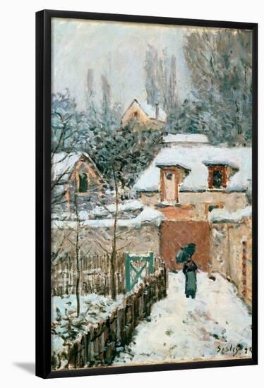 Snow at Louveciennes. Date/Period: 1874. Painting. Oil on canvas. Height: 22 mm (0.86 in); Width...-Alfred Sisley-Framed Poster