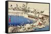 Snow at the Field of the Kameido Tenman Shrine-Ando Hiroshige-Framed Stretched Canvas