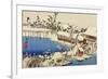 Snow at the Field of the Kameido Tenman Shrine-Ando Hiroshige-Framed Giclee Print