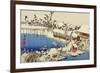 Snow at the Field of the Kameido Tenman Shrine-Ando Hiroshige-Framed Giclee Print