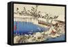Snow at the Field of the Kameido Tenman Shrine-Ando Hiroshige-Framed Stretched Canvas