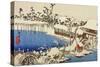 Snow at the Field of the Kameido Tenman Shrine-Ando Hiroshige-Stretched Canvas