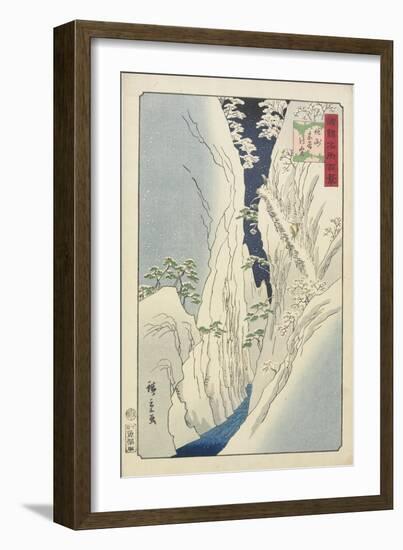 Snow at the Kiso Gorge in Shinshu Province, November 1859-null-Framed Giclee Print