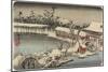 Snow at the Shrine Ground of Kameido Tenman, 1832-1834-Utagawa Hiroshige-Mounted Giclee Print