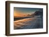 Snow Blows across an Icelandic Road at Sunrise with Mountains Looming in the Distance-Alex Saberi-Framed Photographic Print