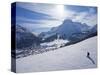 Snow-Boarder on Piste at Lech Near St. Anton Am Arlberg in Winter Snow, Austrian Alps-null-Stretched Canvas