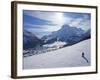 Snow-Boarder on Piste at Lech Near St. Anton Am Arlberg in Winter Snow, Austrian Alps-null-Framed Photographic Print