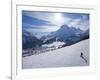 Snow-Boarder on Piste at Lech Near St. Anton Am Arlberg in Winter Snow, Austrian Alps-null-Framed Photographic Print