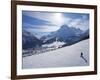 Snow-Boarder on Piste at Lech Near St. Anton Am Arlberg in Winter Snow, Austrian Alps-null-Framed Photographic Print