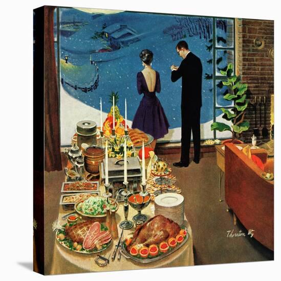 "Snow Buffet Party," February 20, 1960-Thornton Utz-Stretched Canvas