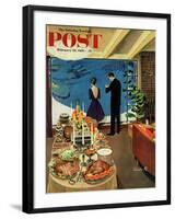 "Snow Buffet Party," Saturday Evening Post Cover, February 20, 1960-Thornton Utz-Framed Giclee Print